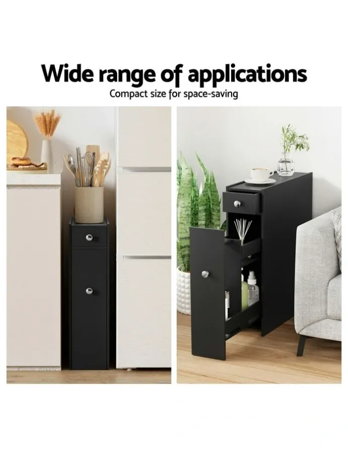 Artiss Wooden Bathroom Storage Cabinet in Black