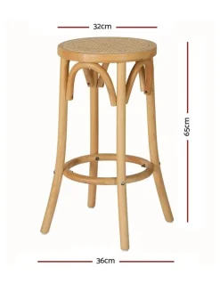 Artiss Wooden Rattan Seat Bar Stool in Pine