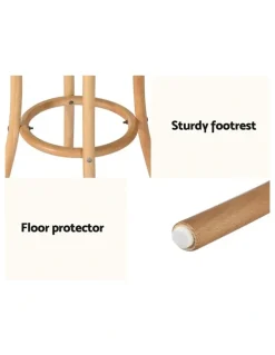 Artiss Wooden Rattan Seat Bar Stool in Pine