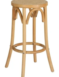 Artiss Wooden Rattan Seat Bar Stool in Pine