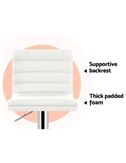 Artiss 2x Leather Bar Stools Swivel Kitchen Chairs Gas Lift in White