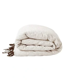 Aura Home Chambray Mini Stripe Bedlinen Collection in Chocolate