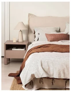 Aura Home Chambray Mini Stripe Bedlinen Collection in Chocolate