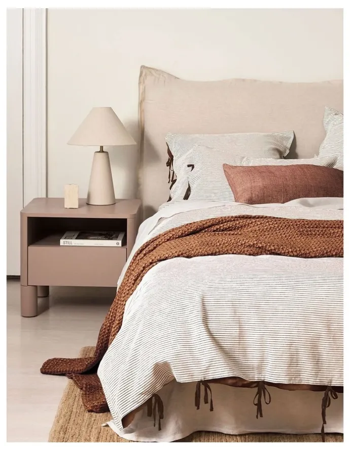 Aura Home Chambray Mini Stripe Bedlinen Collection in Chocolate