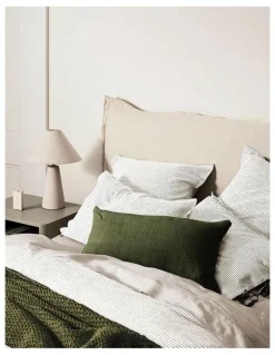 Aura Home Chambray Mini Stripe Quilt Cover in Khaki