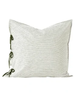 Aura Home Chambray Mini Stripe Quilt Cover in Khaki