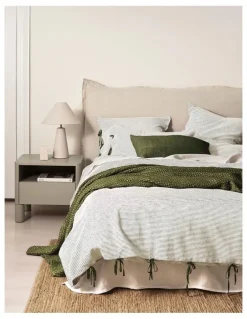 Aura Home Chambray Mini Stripe Quilt Cover in Khaki