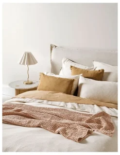 Aura Home Chambray Mini Stripe Quilt Cover in Natural