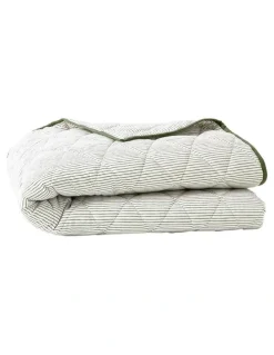 Aura Home Chambray Mini Stripe Coverlet in Khaki