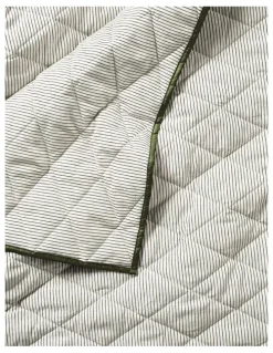 Aura Home Chambray Mini Stripe Coverlet in Khaki