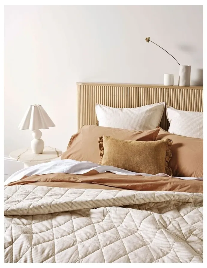 Aura Home Chambray Mini Stripe Coverlet in Natural