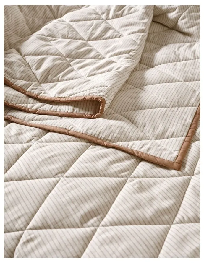Aura Home Chambray Mini Stripe Coverlet in Natural