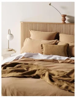 Aura Home Evie Organic Stonewash Bedlinen Collection in Toasted Pecan