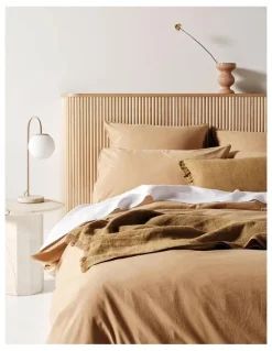 Aura Home Evie Organic Stonewash Bedlinen Collection in Toasted Pecan