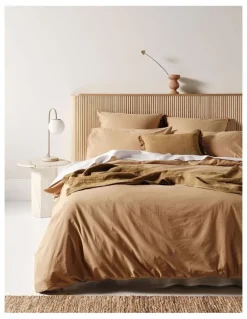 Aura Home Evie Organic Stonewash Bedlinen Collection in Toasted Pecan