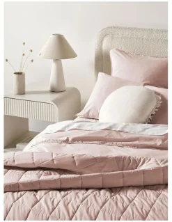 Aura Home Evie Organic Stonewash Coverlet in Blush Pink