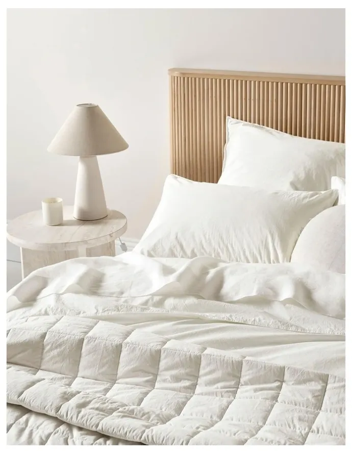 Aura Home Evie Organic Stonewash Coverlet in White