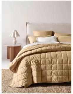 Aura Home Evie Organic Stonewash Coverlet in Caramel