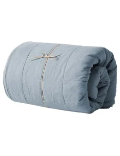 Aura Home Evie Organic Stonewash Coverlet in Washed Denim