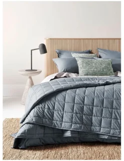 Aura Home Evie Organic Stonewash Coverlet in Washed Denim