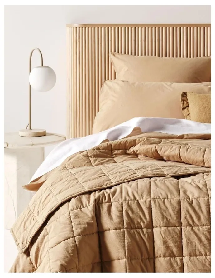 Aura Home Evie Organic Stonewash Coverlet in Toasted Pecan
