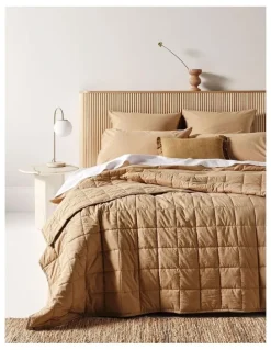 Aura Home Evie Organic Stonewash Coverlet in Toasted Pecan
