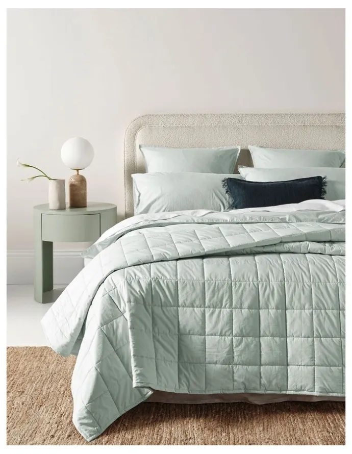 Aura Home Evie Organic Stonewash Coverlet in Mist