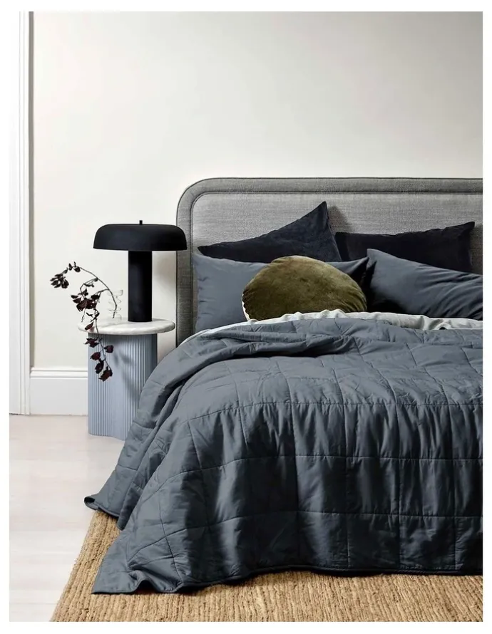 Aura Home Halo Organic Coverlet in Steel