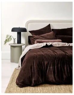 Aura Home Luxury Velvet Bedlinen Collection in Chocolate