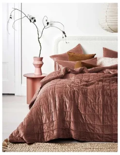 Aura Home Luxury Velvet Coverlet in Clove