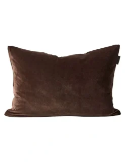 Aura Home Luxury Velvet Stripe Cushion in Chocolate