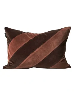 Aura Home Luxury Velvet Stripe Cushion in Chocolate
