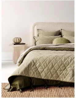 Aura Home Mini Gingham Coverlet in Olive