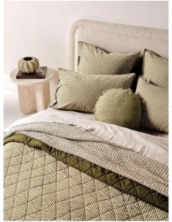 Aura Home Mini Gingham Coverlet in Olive