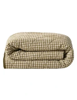 Aura Home Mini Gingham Coverlet in Olive