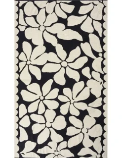 Aura Home Palma Petal Australian Cotton Beach Towel in Black/Sand