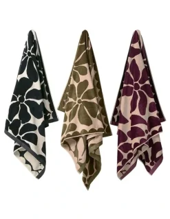 Aura Home Palma Petal Australian Cotton Beach Towel in Black/Sand