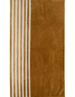 Aura Home Palma Stripe Australian Cotton Beach Towel in Bronze/Sand