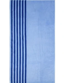 Aura Home Palma Stripe Australian Cotton Beach Towel in Royal/Powder Blue