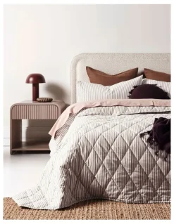 Aura Home Ticking Stripe Coverlet in Chocolate