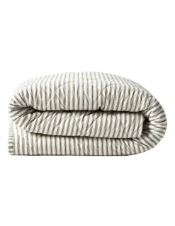 Aura Home Ticking Stripe Coverlet in Olive