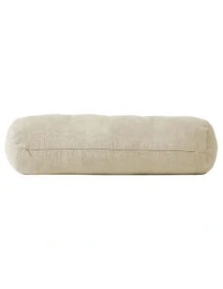 Aura Home Vintage Linen Fringe Bolster in Natural