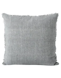 Aura Home Vintage Linen Fringe Cushion in Smoke