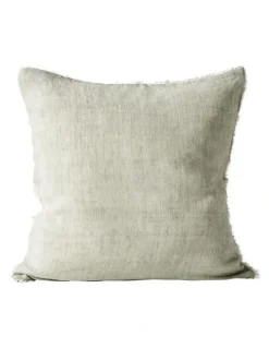 Aura Home Vintage Linen Fringe Cushion in Fennel