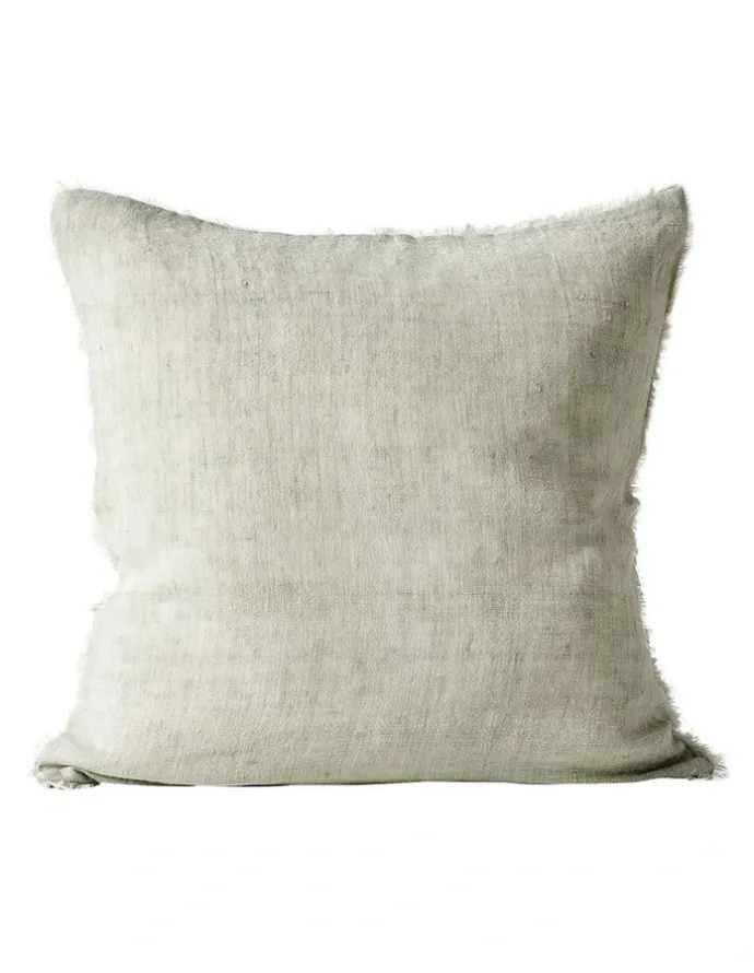 Aura Home Vintage Linen Fringe Cushion in Fennel