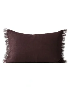 Aura Home Vintage Linen Fringe Rectangle Cushion in Mulberry