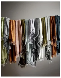 Aura Home Vintage Linen Fringe Throw in Bronze