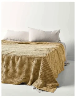 Aura Home Waffle Bed Cover in Caramel