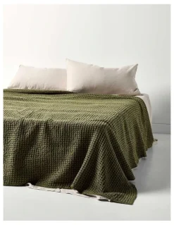 Aura Home Waffle Bed Cover in Caper