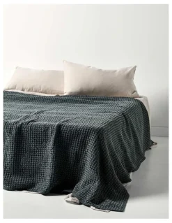 Aura Home Waffle Bed Cover in Greystone